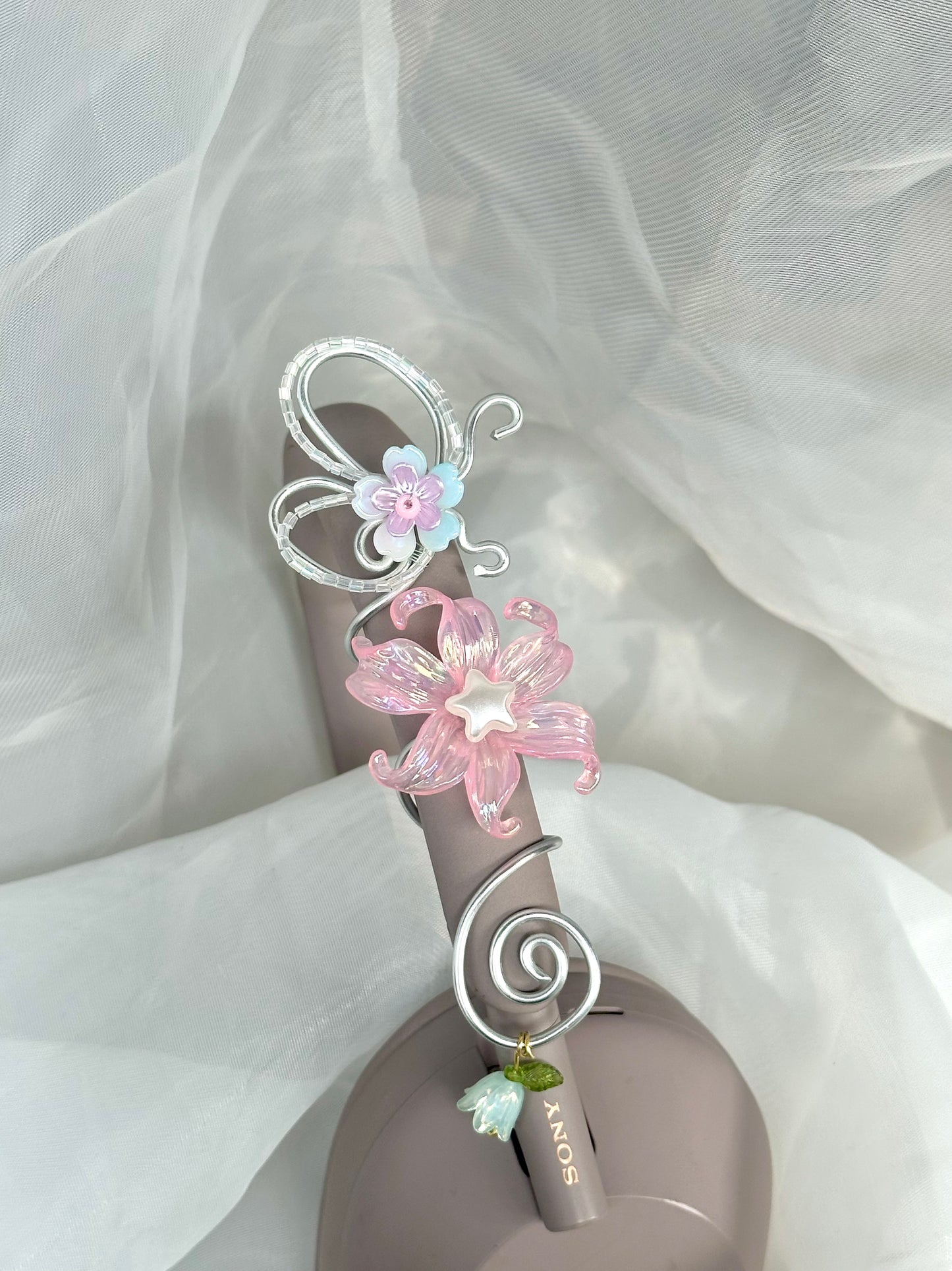 Butterfly Headphone Wrap 🦋 Handmade Headphone Accessory | Coquette Headset Charm | Fairycore Tech Decor