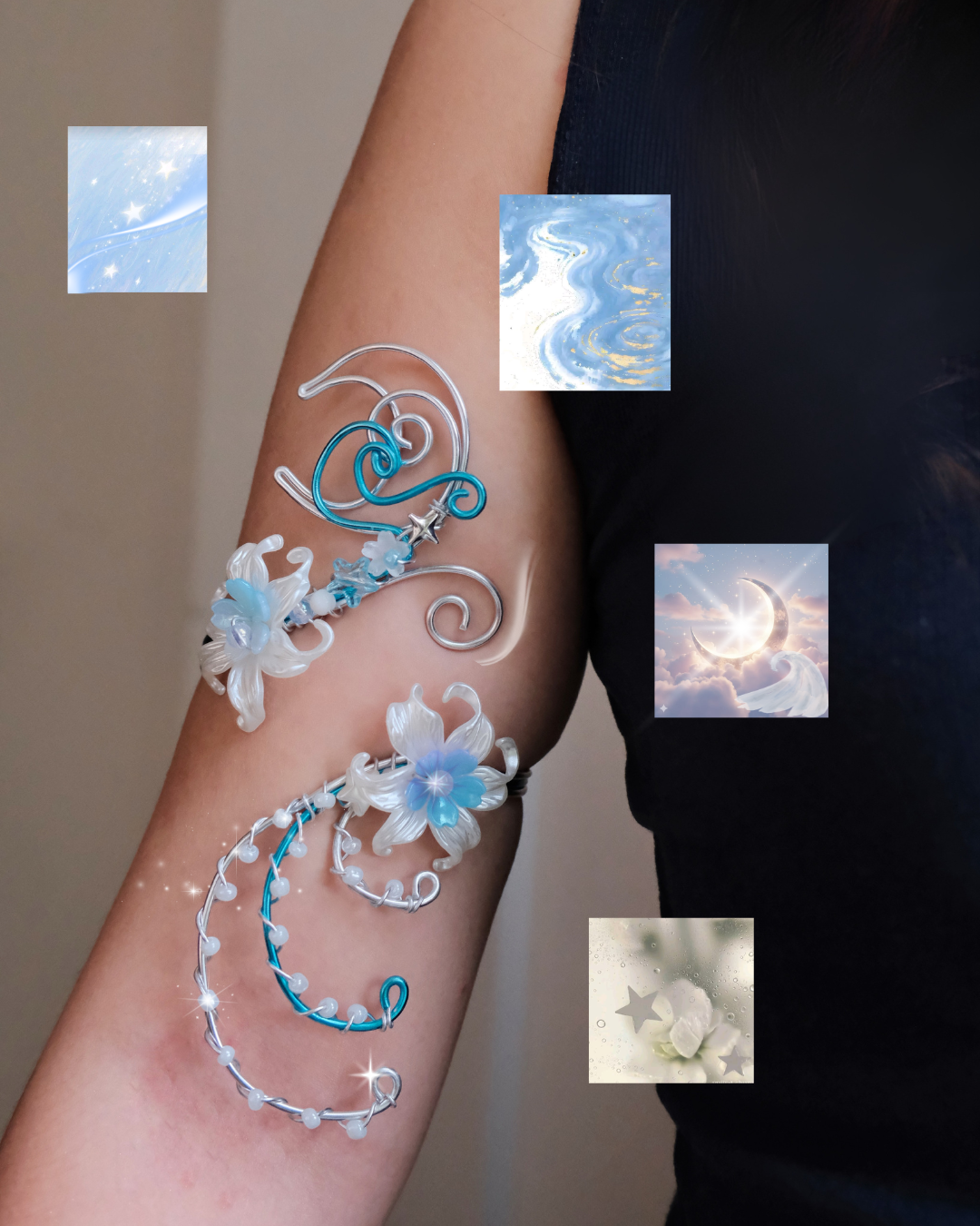 Handmade Ocean Fairy Arm Cuff 🌙 Summer Statement Bracelet by Swané