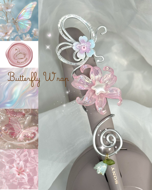 Butterfly Headphone Wrap 🦋 Handmade Headphone Accessory | Coquette Headset Charm | Fairycore Tech Decor